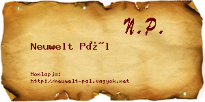 Neuwelt Pál névjegykártya